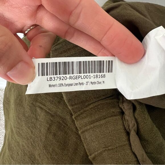 Quince 100% European Linen Cropped Pants NEW Size Medium Olive Green Pull on - Picture 10 of 10